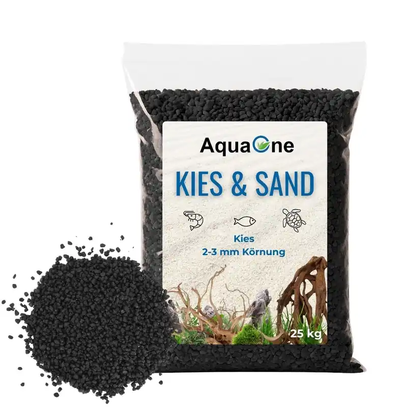 25 kg Schwarzer Quarzkies (2-3 mm) – Premium Bodengrund für Aquarien Geprüft