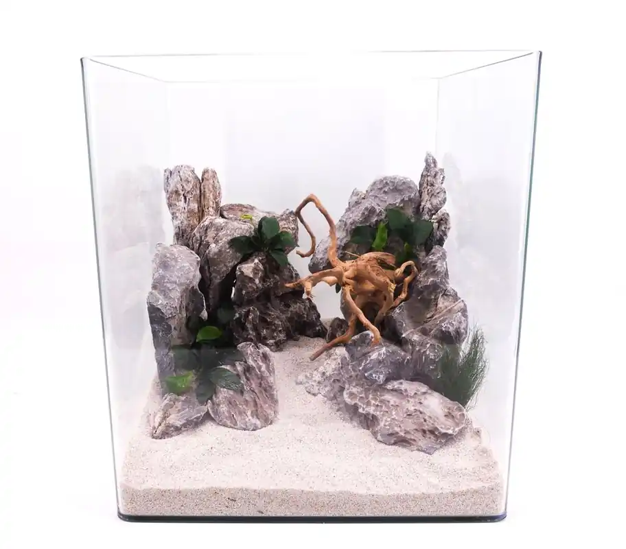 Rabatt Nanotank 60 Aquarium mit Abdeckung und Unterlage