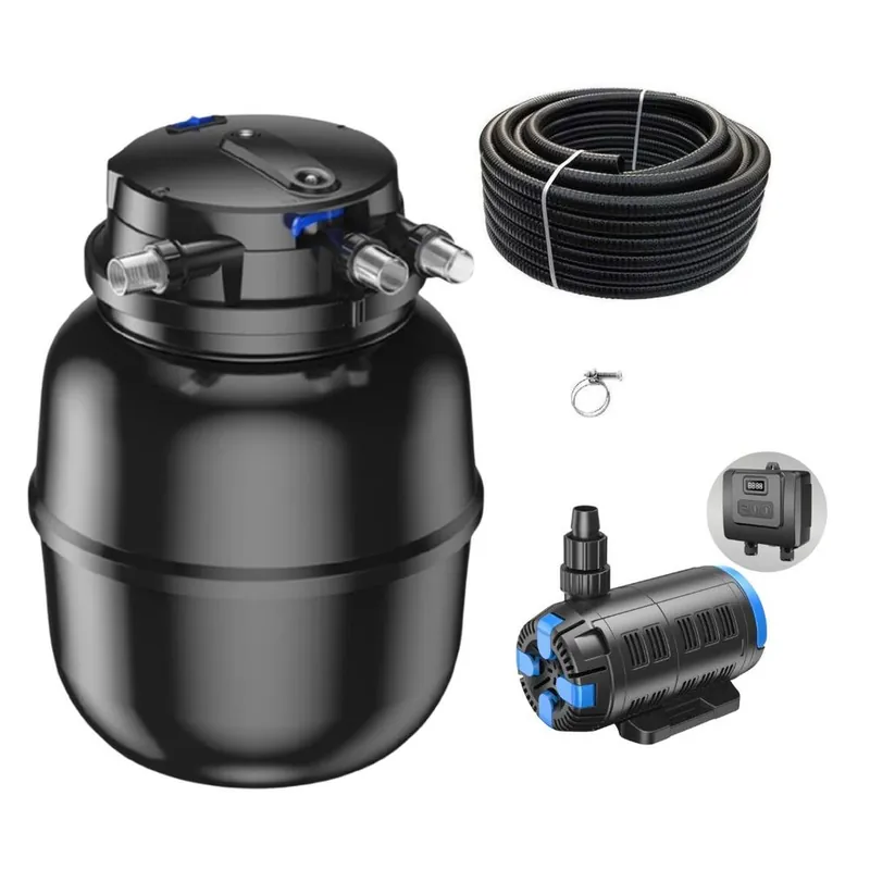 Beliebt Druckteichfilter Set CPU 50000 regelbare Eco Pumpe 10m Schlauch Nr.59
