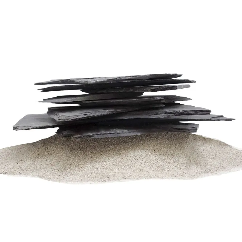 Aquarium Natursteine Schieferplatten Deko schwarz-grau 10 kg Nr.50 Top-Preis