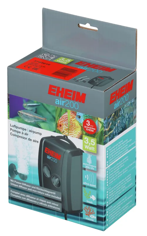 EHEIM air pump 200 Luftpumpe (3702) mit 2 m Schlauch & 2 Ausströmer Nur Für Kurze Zeit