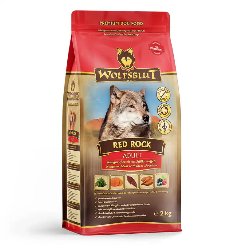 WOLFSBLUT Red Rock Kängurufleisch mit Süßkartoffeln 2kg Hundetrockenfutter Neu Im Sortiment