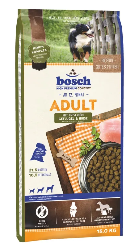 bosch Adult Geflügel & Hirse 15kg Hundetrockenfutter Neue Kollektion