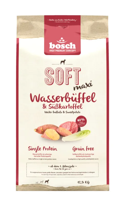 Neu Im Sortiment bosch SOFT Maxi Wasserbüffel & Süßkartoffel 12,5kg Hundetrockenfutter