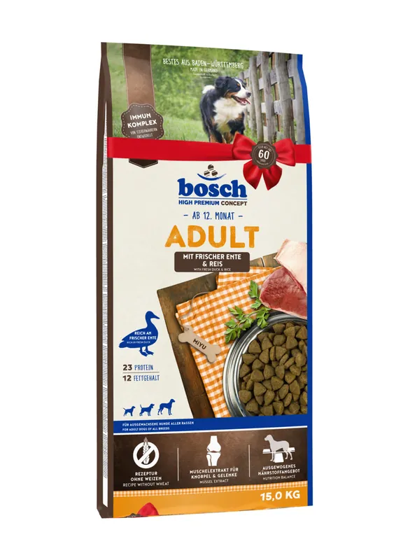Bosch Adult Ente/Reis 15 Kilogramm Hundetrockenfutter Beliebt