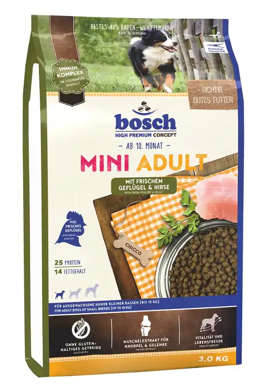 Sparpaket bosch Mini Adult Geflügel & Hirse 2 x 3 Kilogramm Hundetrockenfutter Expressversand