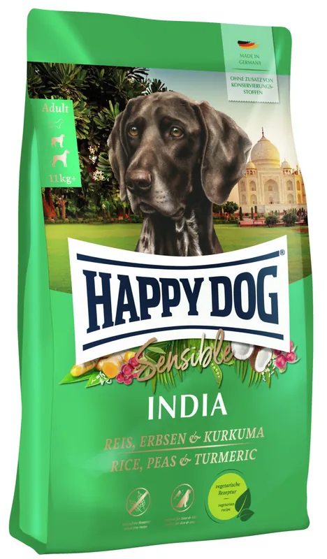 HAPPY DOG India Reis / Erbsen / Kurkuma 10 Kilogramm Hundetrockenfutter Sichere Zahlung