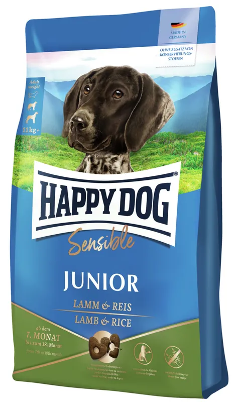 Günstig HAPPY DOG Junior Lamm & Reis 4 Kilogramm Hundetrockenfutter
