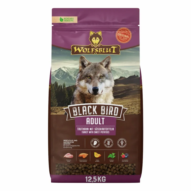 WOLFSBLUT Black Bird Truthahn mit Süßkartoffeln 12,5kg Hundetrockenfutter Bestpreis