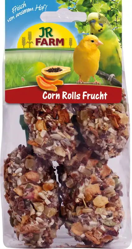 Begrenztes Angebot JR FARM Birds Corn Rolls Frucht mit Halter (4 Stück) 90g Vogelsnack