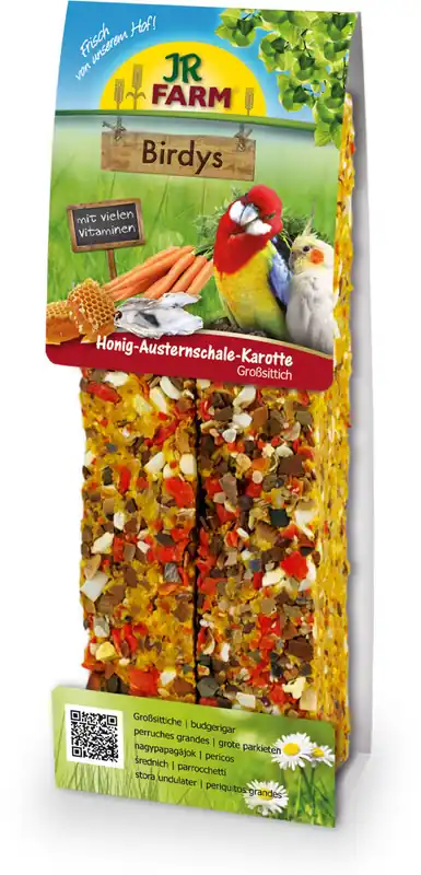 Preisknaller JR FARM Birdys Großsittich Honig-Austernschale-Karotte (2 Stück) Vogelsnack
