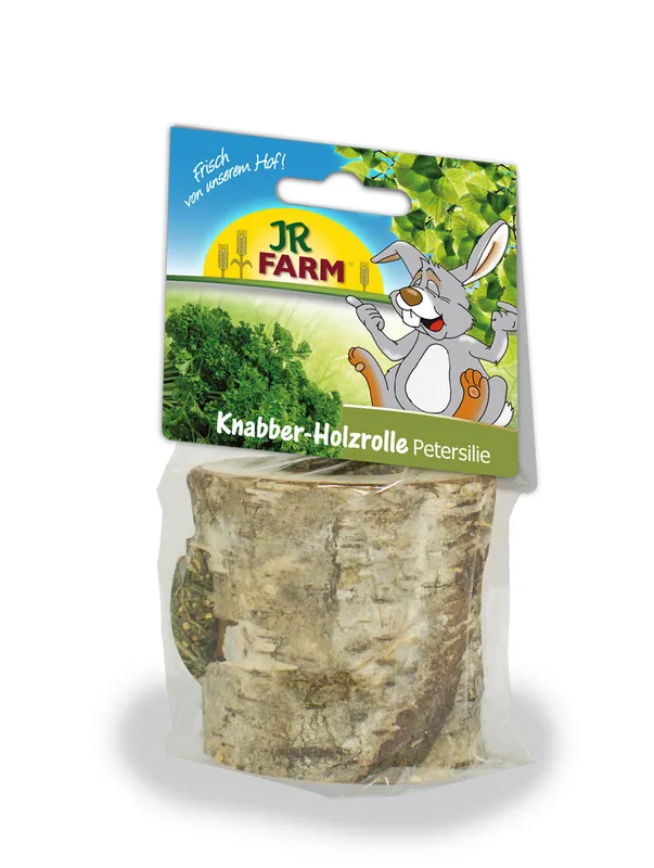 Zertifiziert JR FARM Knabber-Holzrolle Petersilie 100g Kleintiersnack