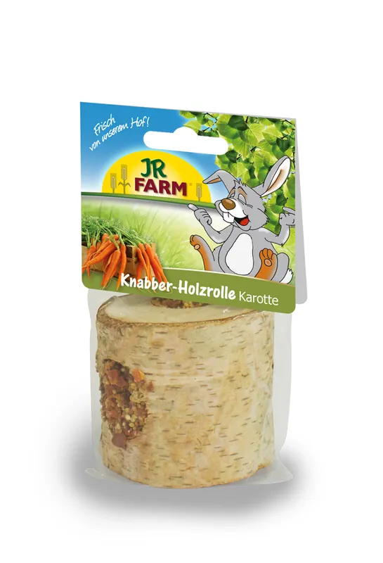 Angebot JR FARM Knabber-Holzrolle Karotte 150g Kleintiersnack