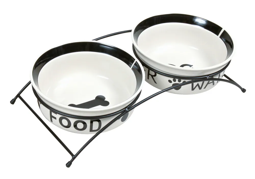 TRIXIE Napf-Set Eat on Feet 2 x 1,6 l schwarz/weiß Preis Gesenkt