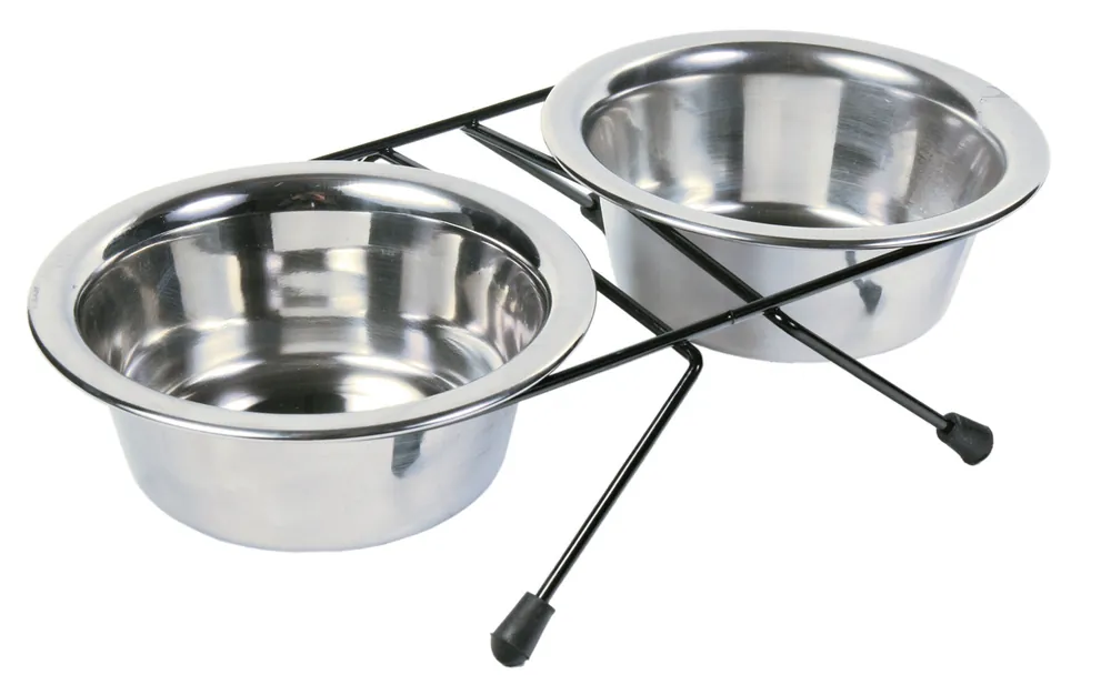 TRIXIE Napf-Set Eat on Feet 2 x 0,2 l / Ø 10 cm Edelstahl Heißes Angebot