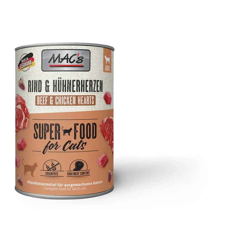 Heißes Angebot MAC's Cat Rind/Hühnerherzen 400 g
