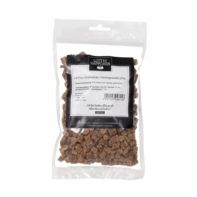 LOTTIS HÄPPCHEN Hirschsnacks Trainingssnack 250 g Neuheit