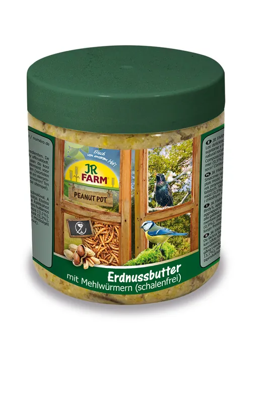 JR FARM Peanut Pot Erdnussbutter mit Mehlwürmern 400g Wildvogelfutter zum Nachfüllen Online Kaufen
