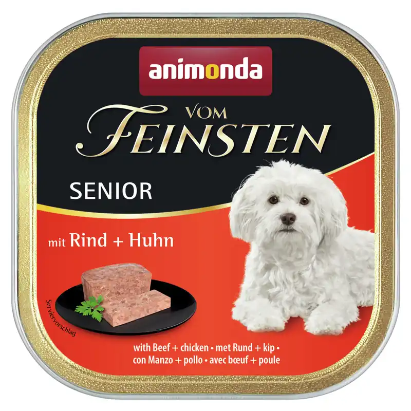 Schneller Versand Sparpaket 44 x 150 g Animonda Vom Feinsten Senior mit Rind + Huhn Hunde Nassfutter