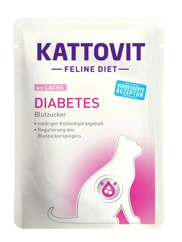 Garantierte Lieferung Sparpaket 24 x 85 g Kattovit Diabetes/Gewicht mit Lachs Katzen Nassfutter