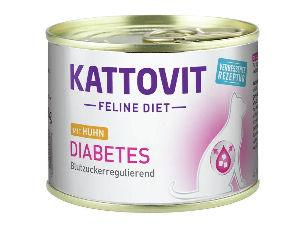 Sparpaket 24 x 185 g Kattovit Feline Diet Diabetes mit Huhn Katzen Nassfutter Knallerangebot