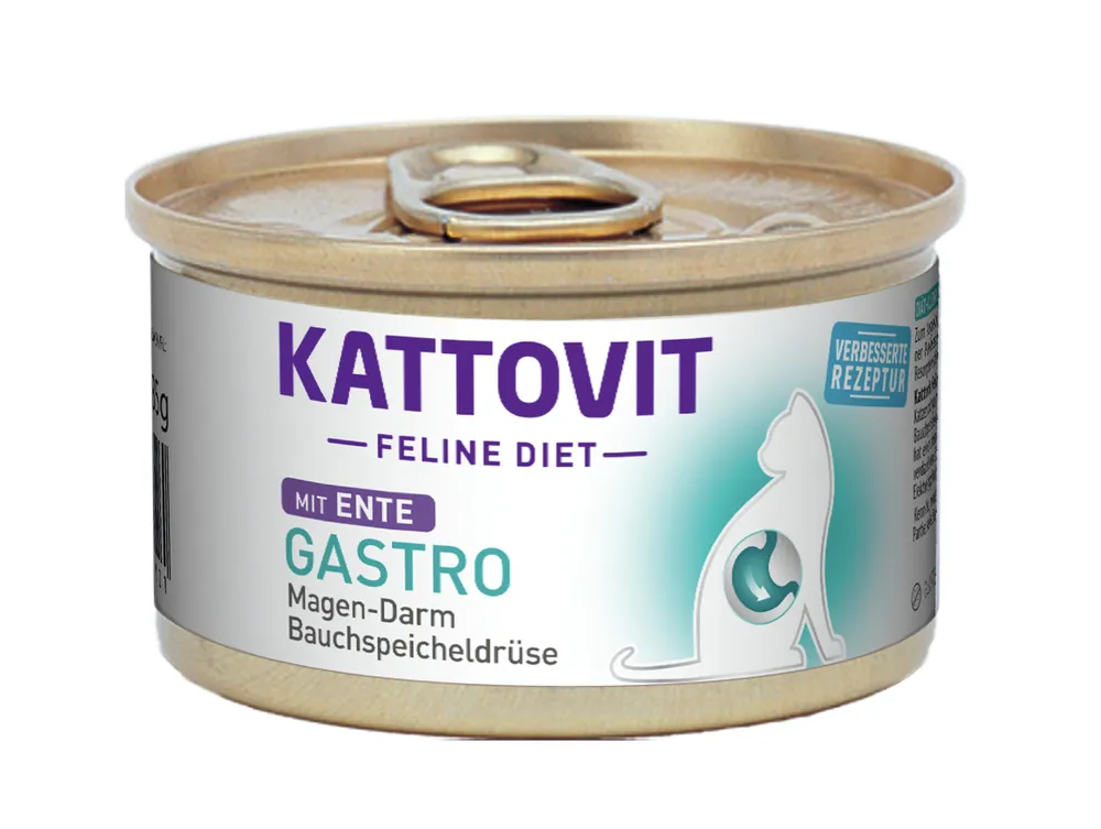 Preiswert Sparpaket 24 x 85 g Kattovit Gastro mit Ente Katzen Nassfutter
