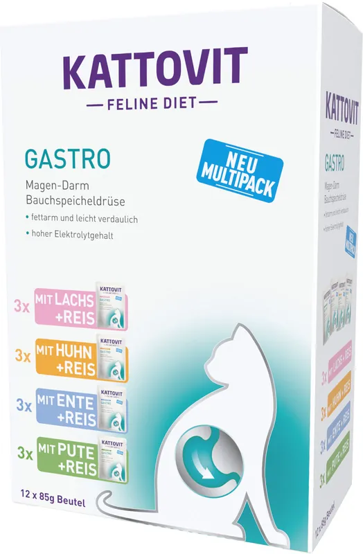 Sparpaket 2 x 1,02 kg Kattovit Feline Diet Gastro Multipack Katzen Nassfutter Sonderaktion