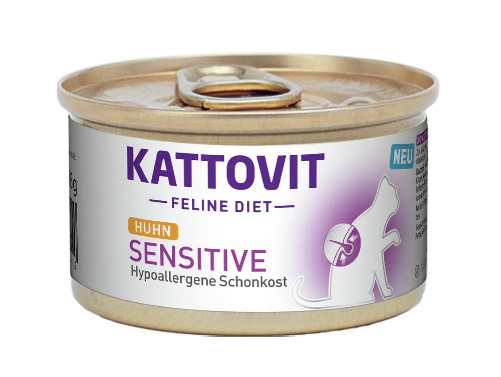 Preisreduziert Sparpaket 12 x 85 g Kattovit Feline Diet Sensitive Huhn Katzen Nassfutter
