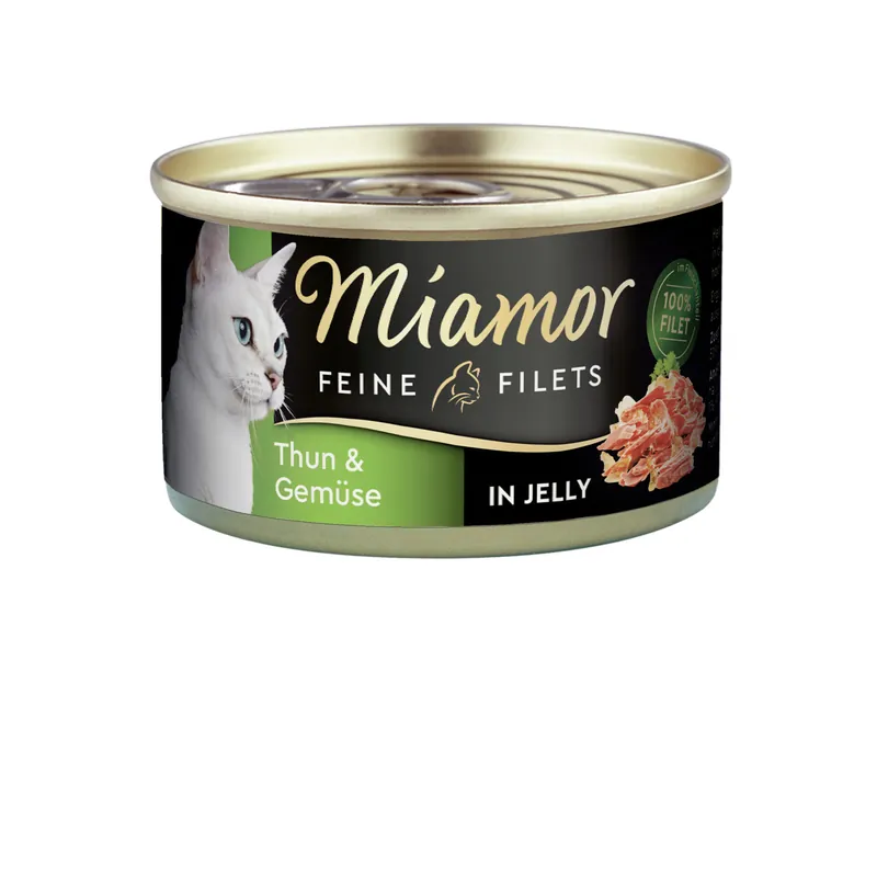 Sparpaket 48 x 100 g Miamor Feine Filets Thun & Gemüse in Jelly Katzen Nassfutter Top-Seller