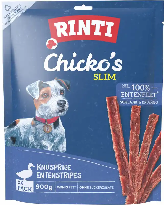 Neu Sparpaket 2 x 900 g Rinti Chicko Slim Entenstreifen Hunde Snack
