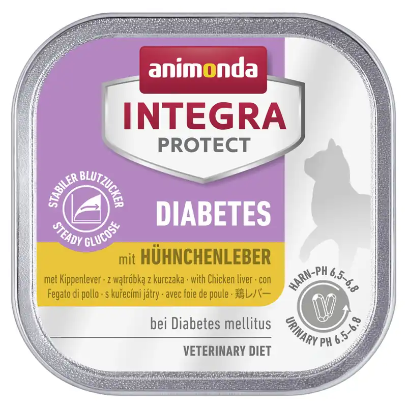 Angebot Sparpaket 32 x 100 g Animonda Integra Protect Diabetes mit Hühnchenleber Katzen Nassfutter