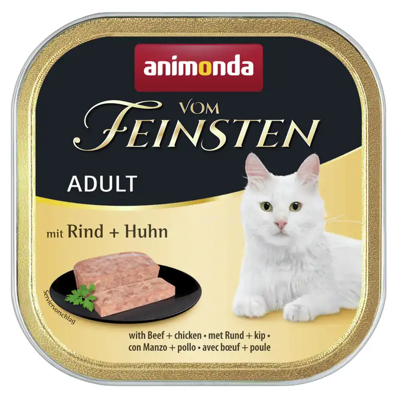 Aktuell Sparpaket 32 x 100 g Animonda Vom Feinsten Adult mit Rind + Huhn Katzen Nassfutter