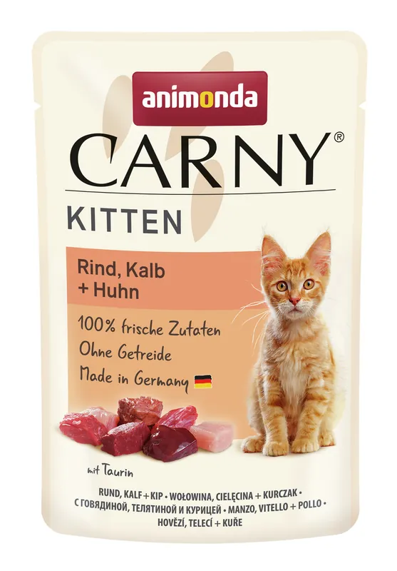 Sparpaket 24 x 85 g Animonda Carny Kitten Rind, Kalb + Huhn Katzen Nassfutter Heißes Angebot