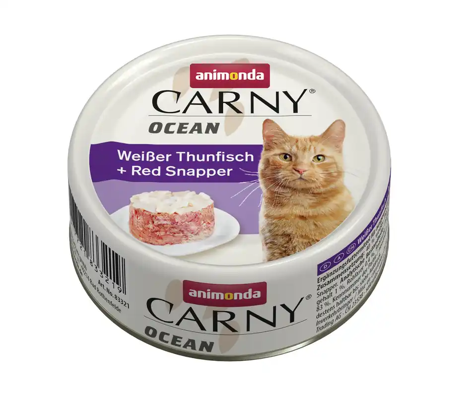 Sparpaket 12 x 80 g Animonda Carny Ocean Weißer Thunfisch + Red Snapper Katzen Nassfutter Echt