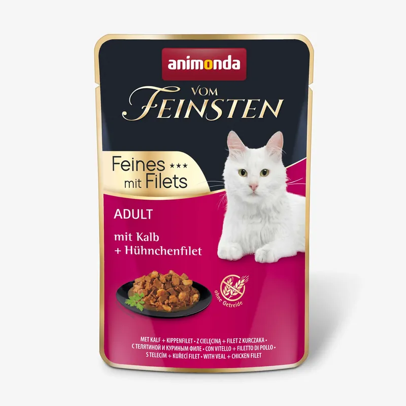 Sparpaket 6 x 85 g Animonda Vom Feinsten Feines mit Filets Adult mit Kalb + Hühnchenfilet Katzen Nassfutter Wochenendangebot