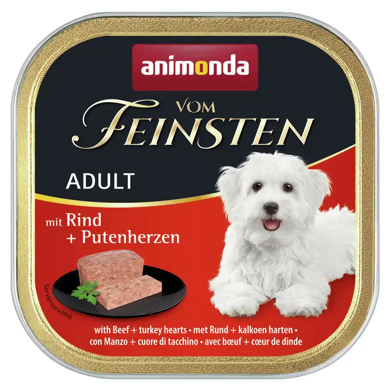 Ausverkauf Sparpaket 44 x 150 g Animonda vom Feinsten Adult mit Rind & Putenherzen Hunde Nassfutter