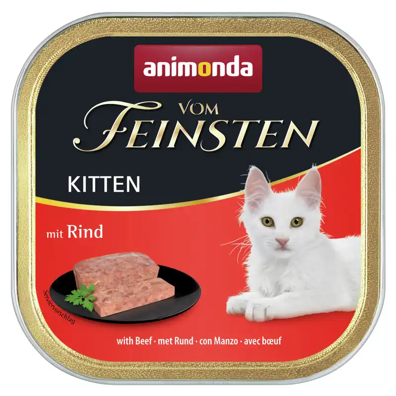 Schnäppchen Sparpaket 8 x 100 g Animonda vom Feinsten Kitten mit Rind Katzen Nassfutter