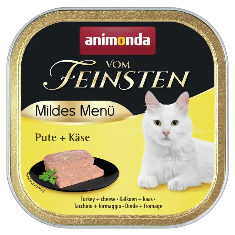 Top-Preis Sparpaket 32 x 100 g Animonda vom Feinsten Mildes Menü Pute + Käse Katzen Nassfutter