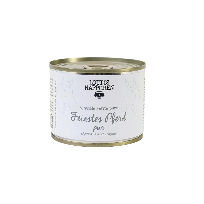 Nur Heute Sparpaket 24 x 200 g Lottis Häppchen Sensible Petite pure Feinstes Pferd pur Hunde Nassfutter