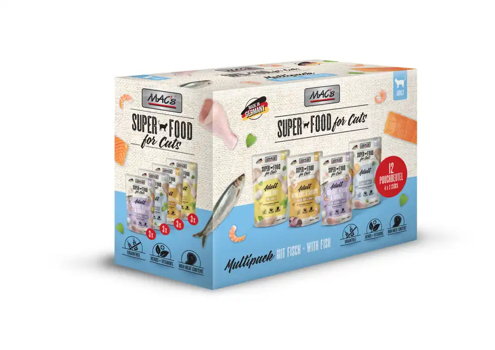 Schnäppchen Sparpaket 4 x 12 x 100 g Mac's Multipack Nr. 1 Adult Katzen Nassfutter