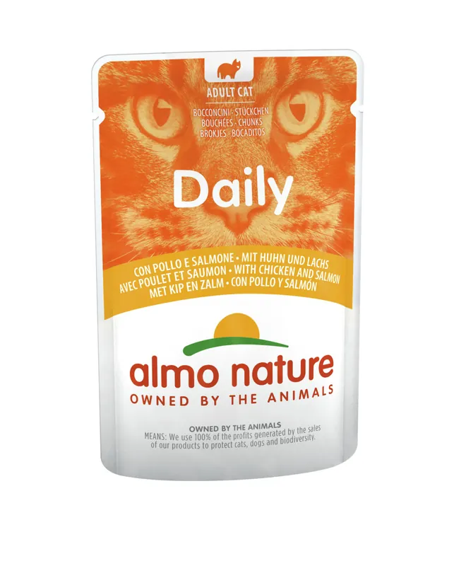 Wochenendangebot Sparpaket 30 x 70 g Almo Nature Daily mit Huhn und Lachs Katzen Nassfutter