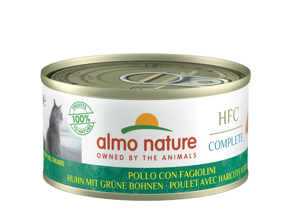 Neu Sparpaket 6 x 70 g Almo Nature HFC Complete Huhn mit grünen Bohnen Katzen Nassfutter