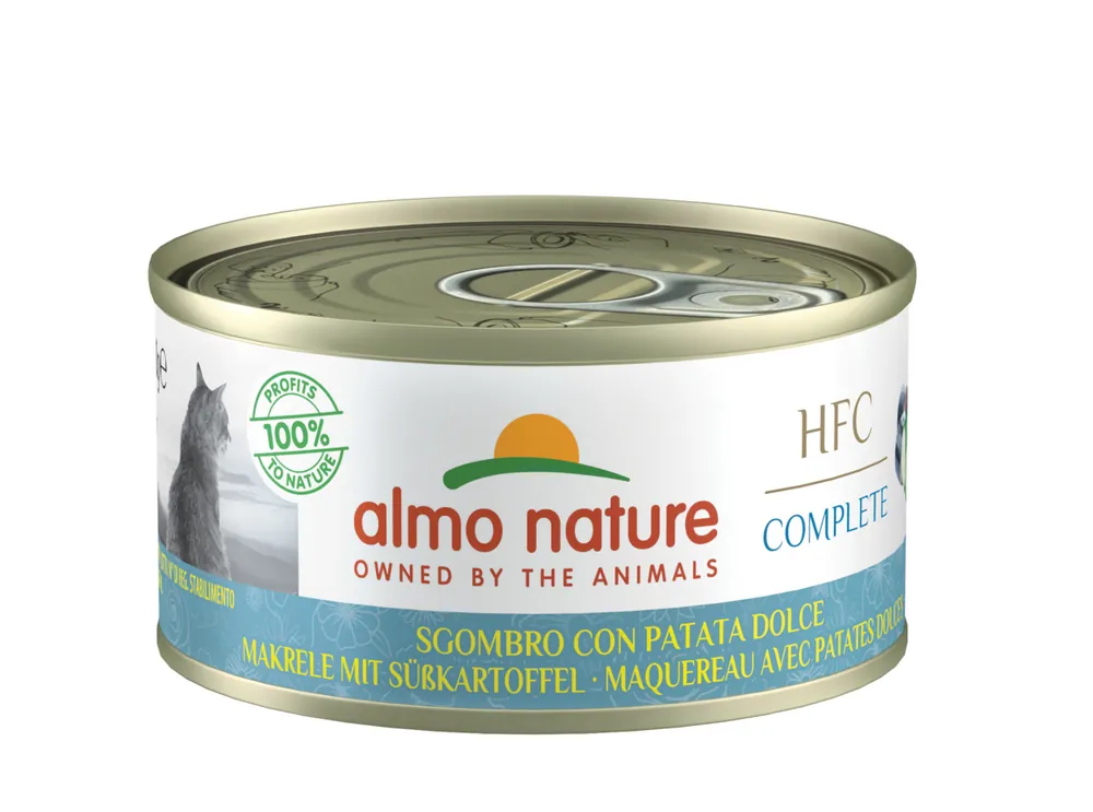 Sparpaket 6 x 70 g Almo Nature HFC Complete Makrele mit Süßkartoffel Katzen Nassfutter Beliebt