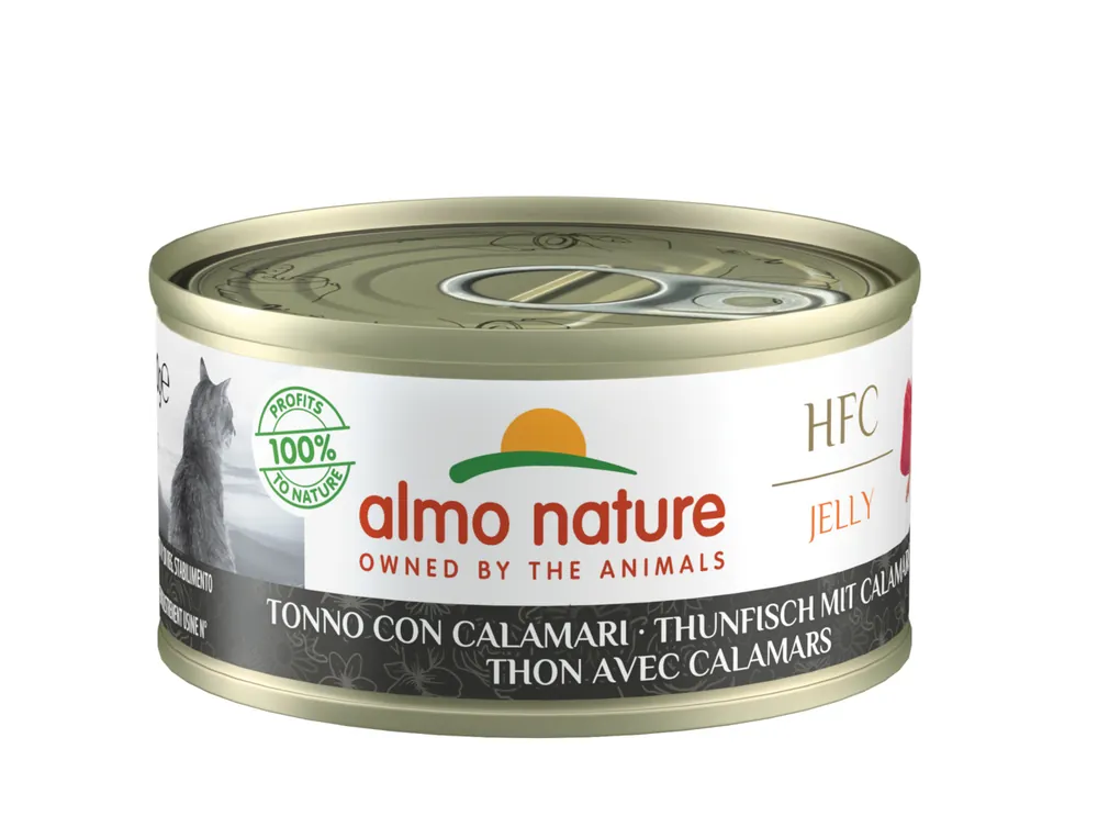Sparpaket 6 x 70 g Almo Nature HFC Jelly Thunfisch mit Calamaris Katzen Nassfutter Knallerangebot