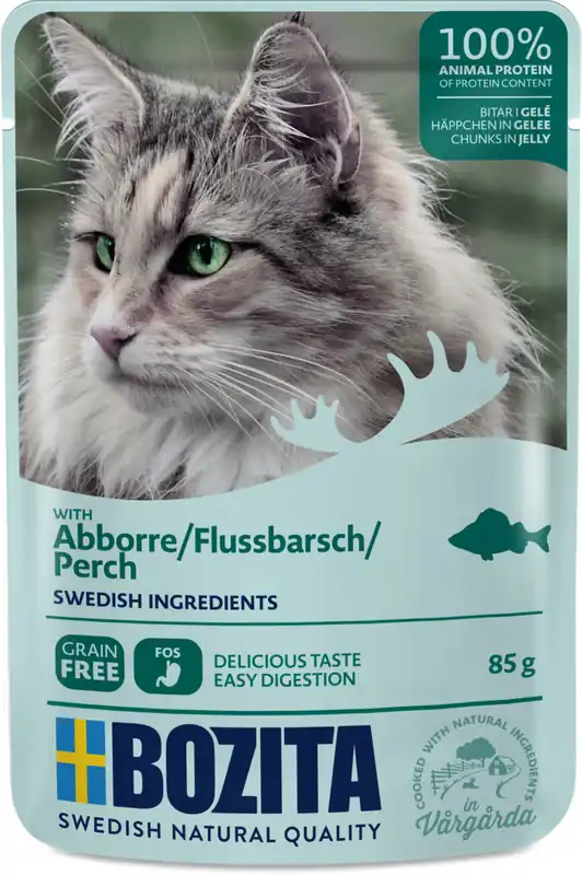 Sparpaket 24 x 85 g Bozita Häppchen in Gelee mit Barsch Katzen Nassfutter Billig
