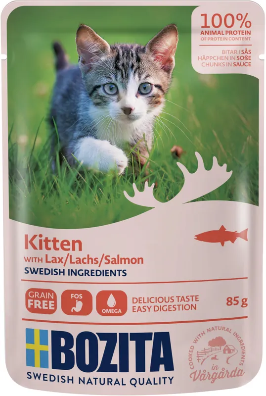 Sparpaket 24 x 85 g Bozita Häppchen in Soße Kitten mit Lachs Katzen Nassfutter Sofort Bestellen