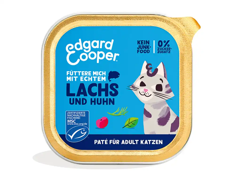 Sparpaket 16 x 85 g Edgard & Cooper Adult Paté Lachs & Huhn Katzen Nassfutter Nur Für Kurze Zeit