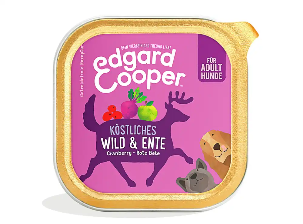 Sparpaket 22 x 150 g Edgard & Cooper Adult Wild & Ente Hunde Nassfutter Beliebt