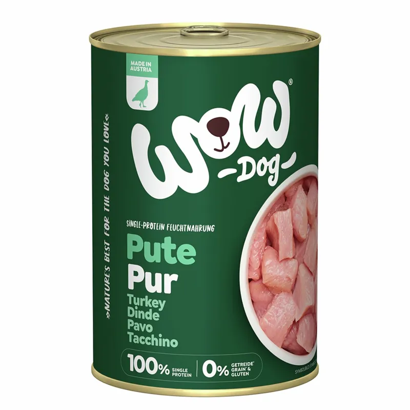 Sparpaket 6 x 400 g Wow Pute Pur Hunde Nassfutter Meistverkauft