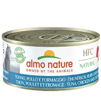 Sparpaket 24 x 150 g Almo Nature HFC Natural Thunfisch, Huhn und Käse Katzen Nassfutter Jetzt Kaufen